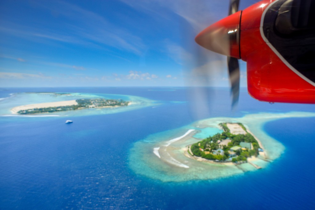 Aerial view of remote tropical islands